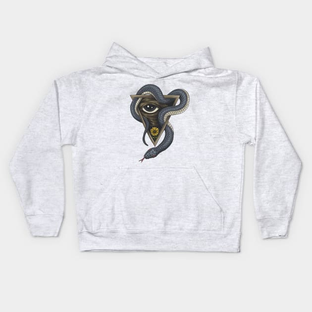 Snake One Eye Illustration Kids Hoodie by Mako Design 